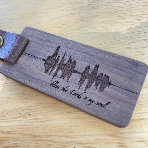 Bless The Lord, O My Soul Soundwave Wooden Keychain - Picture 3 of 4